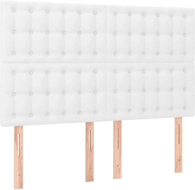 vidaXL LED Kopfteil in Weiß aus Kunstleder mit USB-Ladeanschluss und integrierter Beleuchtung, B: 144 cm, T: 5 cm, H: 118-128 cm - Bild 1