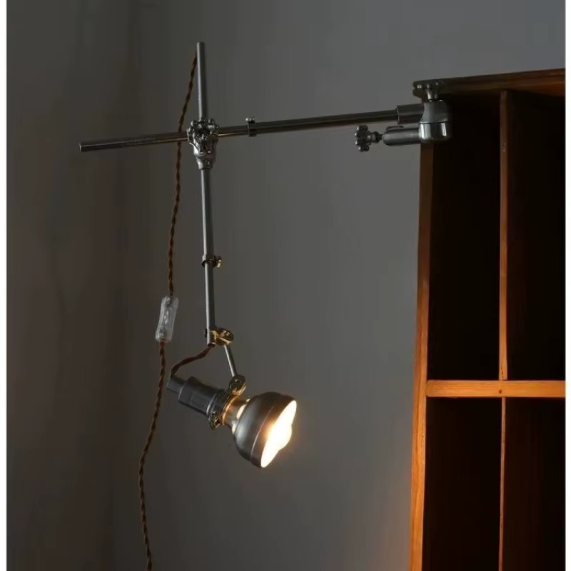 JIANKEXING Multifunktions-Klapptischlampe aus Aluminium im Industriestil, Farbe: Silber - Bild 3