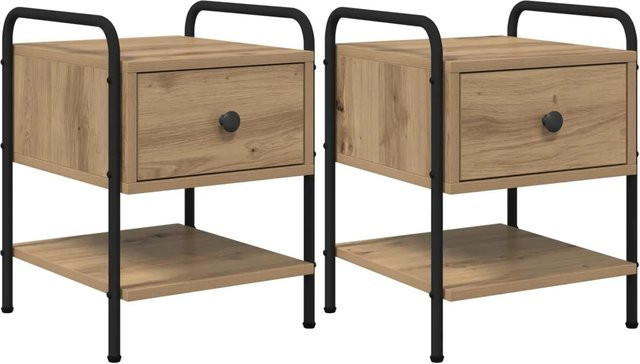 vidaXL Nachttisch Set 2 Stück Artisan-Eiche Braun Holzwerkstoff B: 35 cm, T: 36,5 cm, H: 47 cm - Bild 1