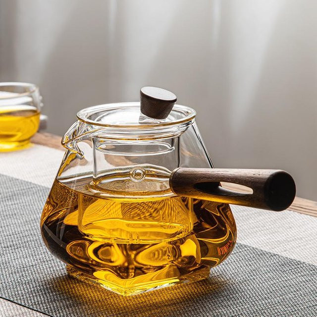 Hitzebeständige Teekanne aus Mufeng-Glas im japanischen Stil mit Filtereinsatz in Transparent und Grau - Bild 1