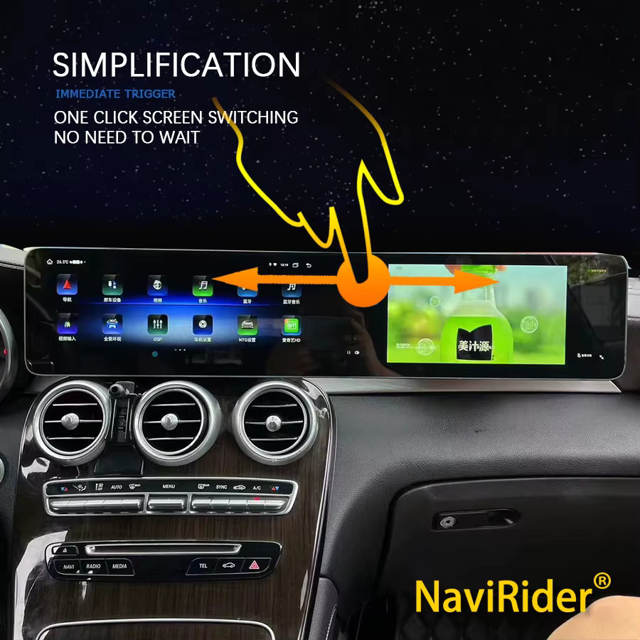 NAVIRIDER Dual Screen Android Carplay Autoradio mit Navigation und GPS für Mercedes Benz C GLC NTG 5.0 5.5 6.0 2016-2022, 12,3 Zoll, Schwarz - Bild 3