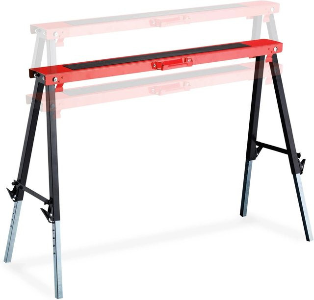 Relaxdays Arbeitsbock aus Stahl in Rot, 12-fach höhenverstellbar und klappbar, B/T/H: 106 x 50 x 91,5 cm - Bild 1