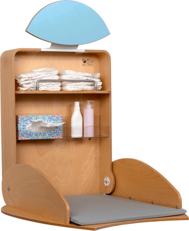 timkid Wandwickeltisch Owo 2.0 in Buche und Hellblau, B/T/H: 75,8 x 88,0 x 103,7 cm