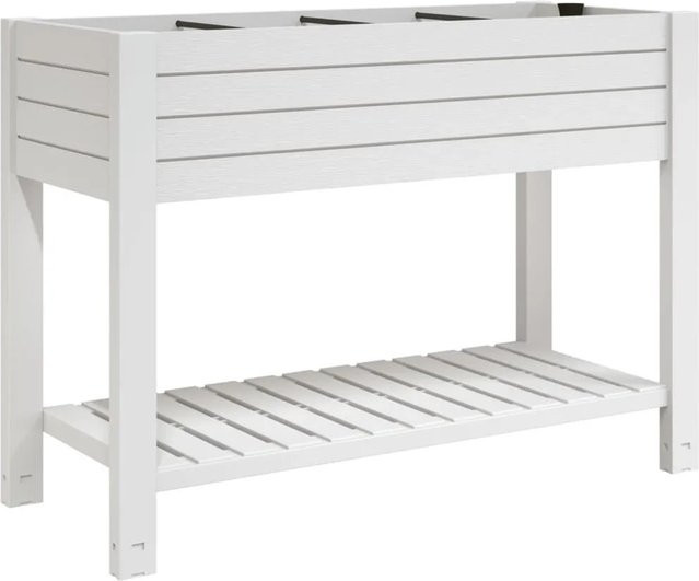 Furnicato Hochbeet in Weiß in Holz-Optik aus Polypropylen, B/T/H: 110 x 45 x 79 cm - Bild 1