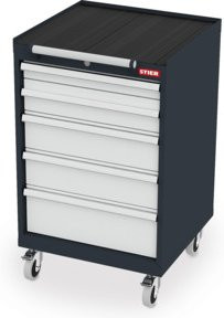 STIER Mobiler Schubladenschrank aus Stahl mit 5 Schubladen in Anthrazit, B/T/H: 60,0 x 57,5 x 99,0 cm - Bild 1