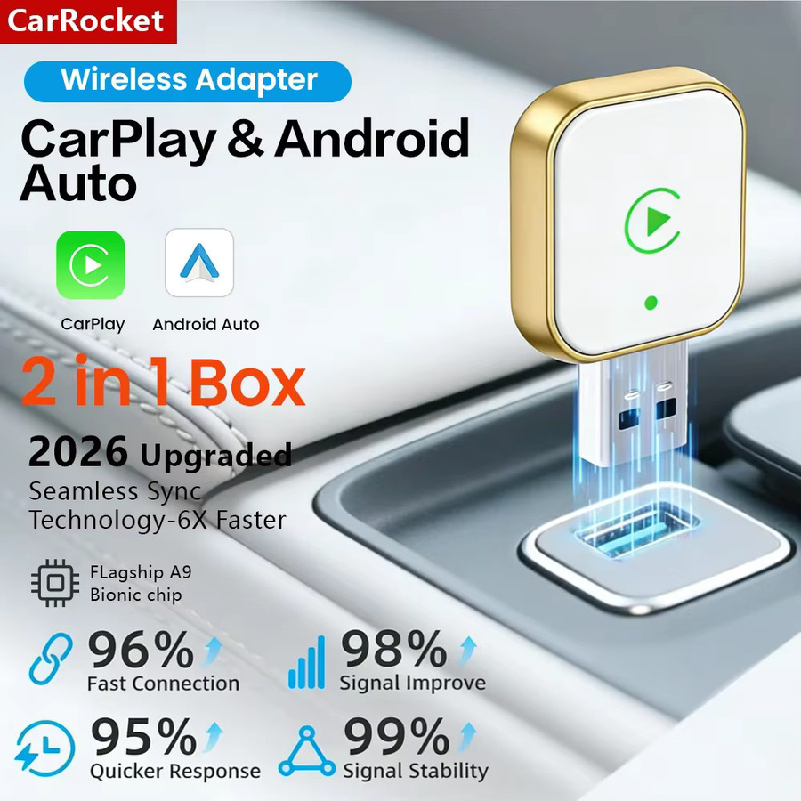 CarRocket 2-in-1 Adapter für kabelloses Apple CarPlay und Android Auto zur Umwandlung von kabelgebunden auf kabellos - Bild 2