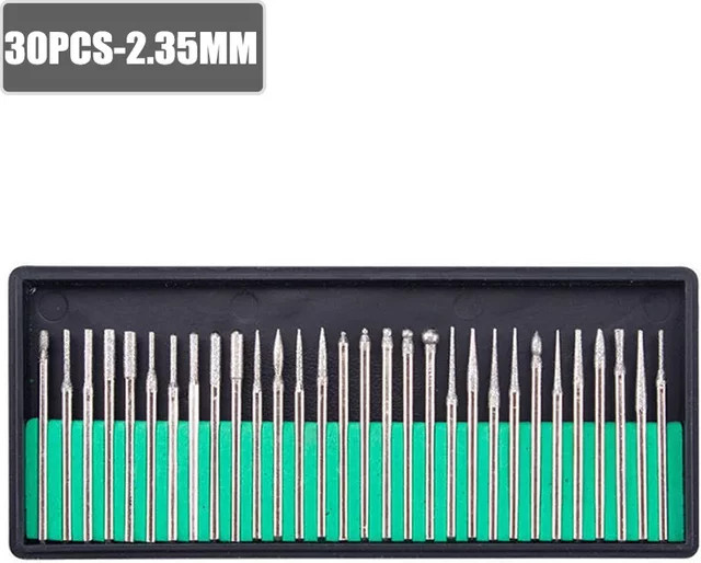 Dremel Elektroschleifer Zubehör Set mit Box, 30-teiliges Diamantbohrer-Set für Drehwerkzeuge, Schaft 2,35 mm und 3 mm - Bild 1