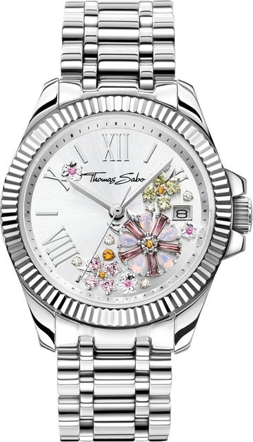 Thomas Sabo Damenuhr Blumen, Quarz, Edelstahl, Silber, 33 mm, 5 ATM - Bild 1
