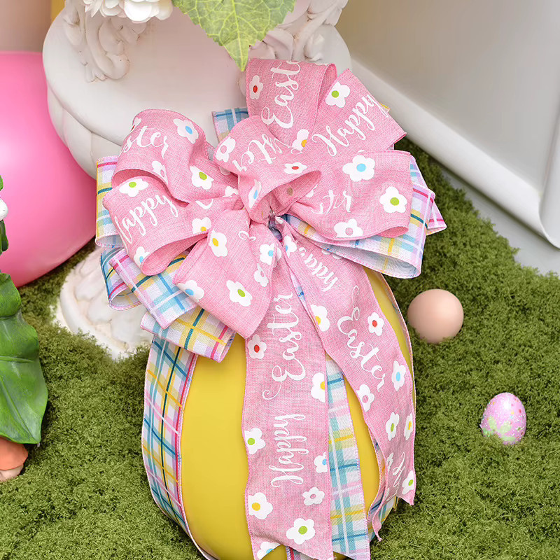 YAMA Frohe Ostern Band mit Kabelkante in Beige, Breite: 6,35 cm, Länge: 9,14 m - Bild 2