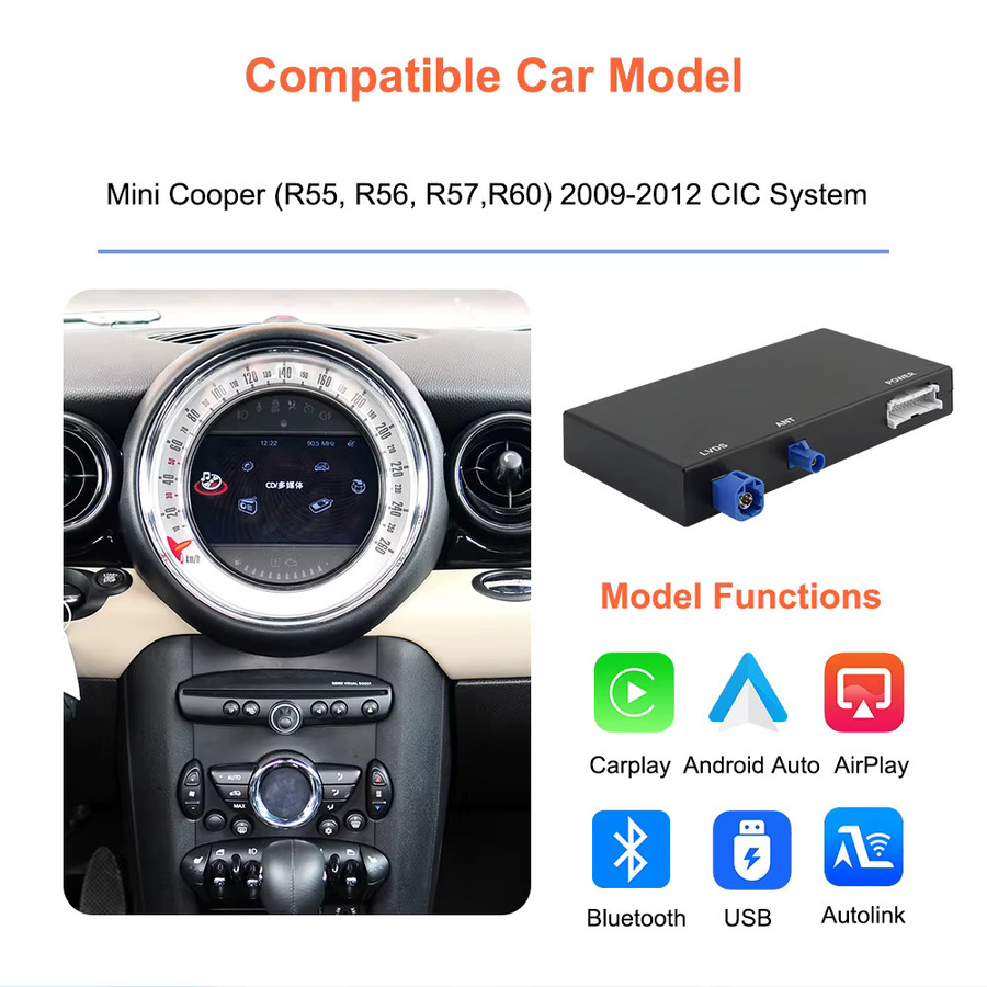 Bonroad Wireless CarPlay und Android Auto Modul für BMW CIC System und Mini Cooper R55 R56 R57 R60 mit Mirror Link und Airplay in Schwarz - Bild 3