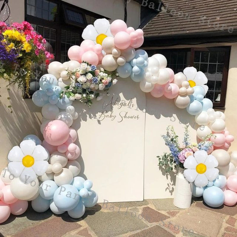 Ballon Girlande Bogen Kit zur Geschlechtsenthüllung mit Macaron rosa und blau Ballons sowie Sonnenblumen Folienballons für Baby Shower und Geburtstagsdekorationen - Bild 1