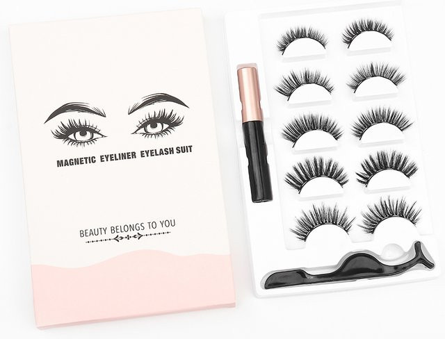 JIEFUXIN Magnetstreifen-Wimpernset mit magnetischem Flüssig-Eyeliner, Black, Unisex - Bild 1