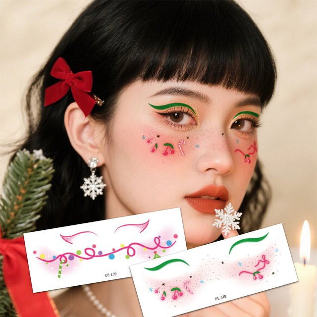 ROCOOART Temporäre Weihnachts-Tattoo-Aufkleber, 12 Blatt, Damen - Bild 1