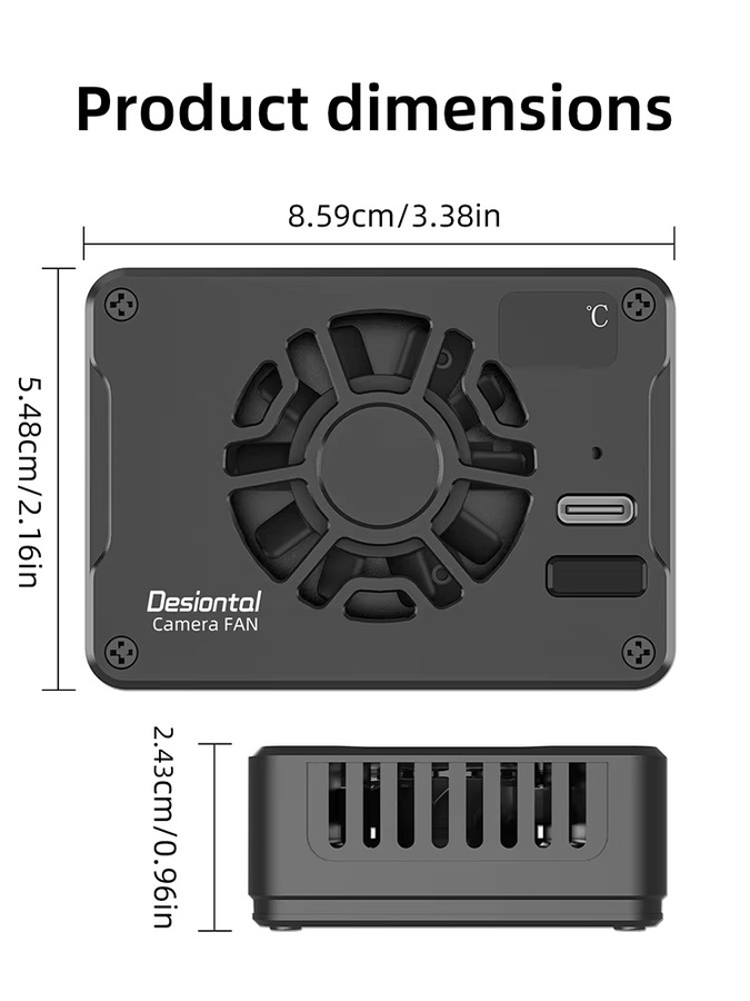 Desiontal F01 Kamera-Kühlventilator und Kühlkörper 4K-Aufnahmeset in Schwarz für Sony ZV-E1, R6 Mark II, FUJIFILM XT4 und Nikon - Bild 5