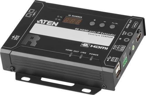ATEN VE8950R RS232 HDMI Extender in Schwarz mit Ethernet/LAN-Anschluss - Bild 1