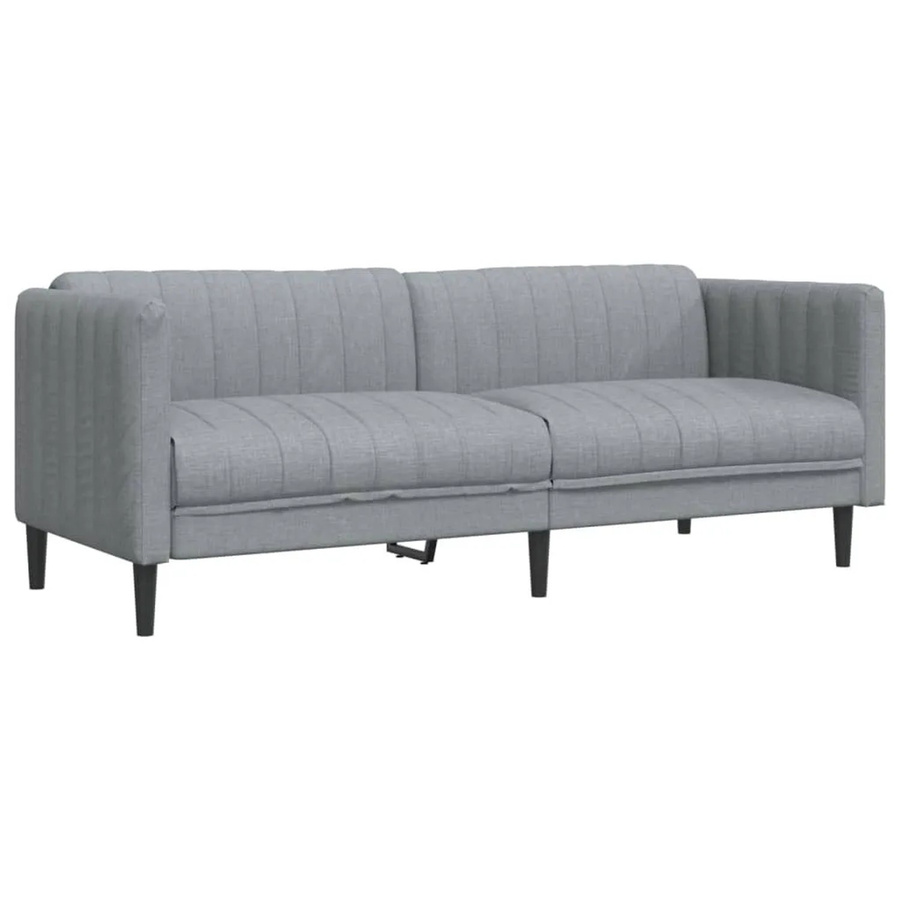 vidaXL 3-Sitzer Sofa in Hellgrau mit Stoffbezug und Massivholzrahmen, Modernes Design mit Armlehnen, B: 193,0 cm, H: 76,5 cm, T: 74,5 cm - Bild 2