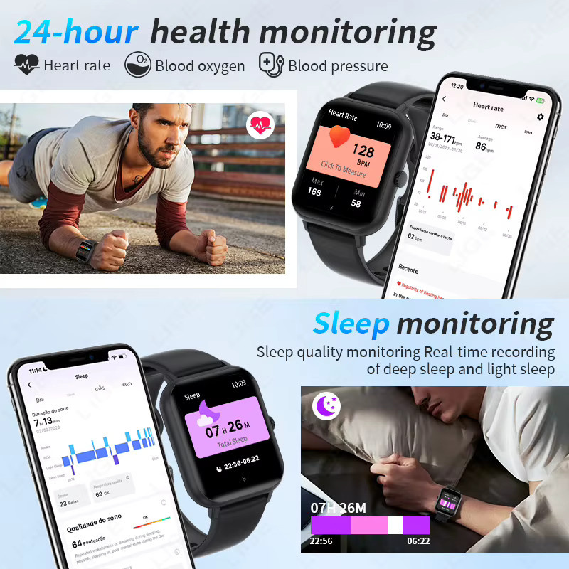 LIGE Smartwatch, GPS, Bluetooth, Schwarz, Silikon, Unisex - Bild 5