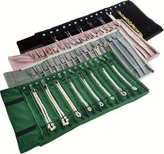 Lesaiyarr Schmuckrolle aus Leder als Reise-Schmuckorganizer und Aufbewahrungstasche für Halsketten in Beige und Pink, B/T/H: 14,5 x 14,5 x 14,5 cm - Bild 1