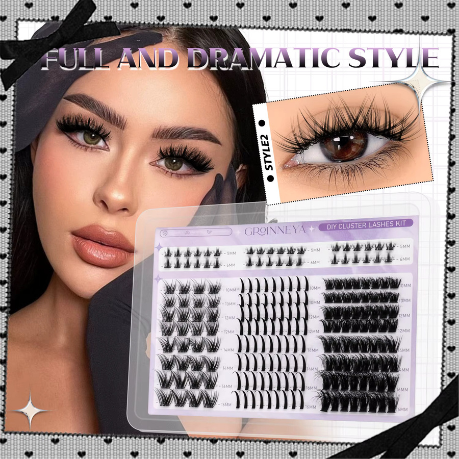 GROINNEYA Wimpern-Cluster, Volumen, DIY-Wimpernverlängerungen - Bild 3