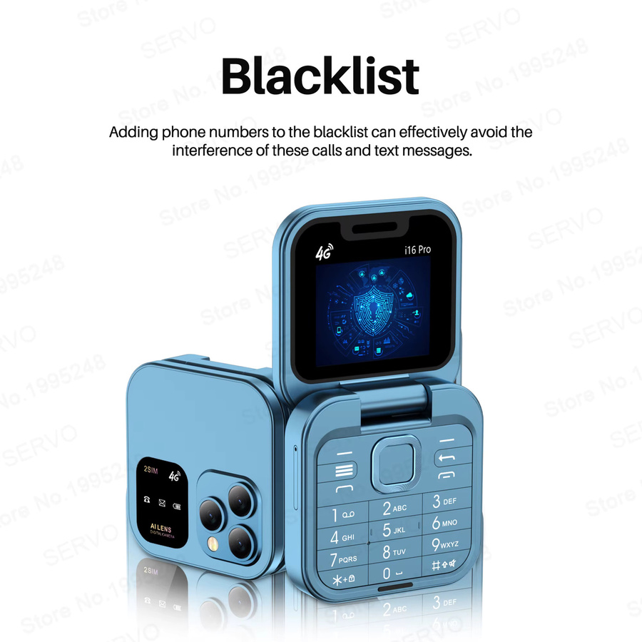 SERVO i16 Pro 4G LTE Mini Flip Mobiltelefon Dual SIM in Purple - Bild 2
