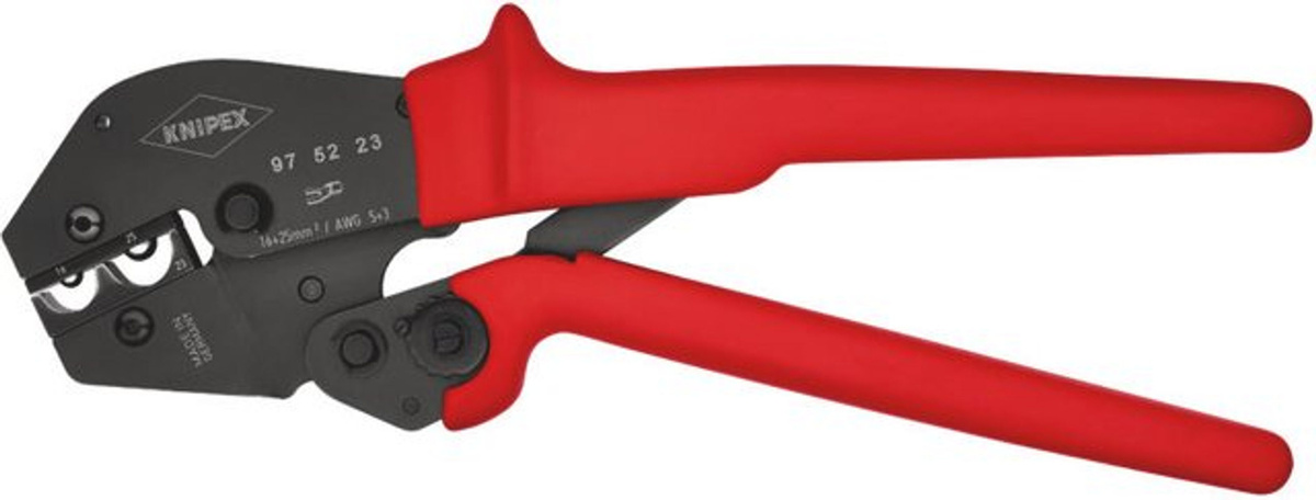 Knipex Crimpzange 97 52 23 für unisolierte Kabelschuhe und Steckverbinder 16 bis 25 mm² in Rot - Bild 2