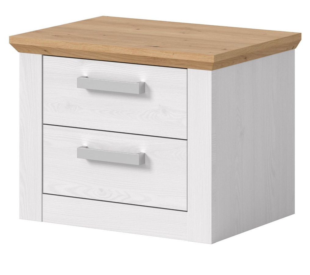 Nachttisch Mirano Landhausstil in Weiß Lärche B: 56 cm, T: 43 cm, H: 39 cm - Bild 2