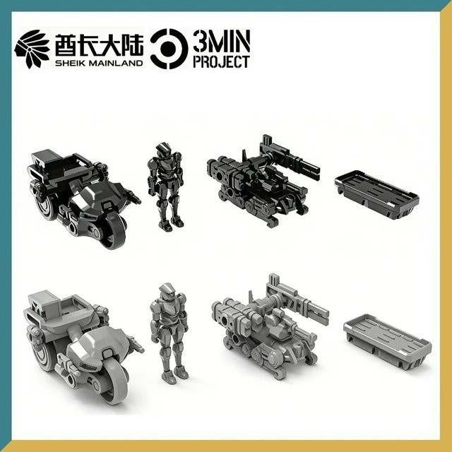 3MIN PROJECT Sheik Mainland Aufklärungsteam, Modellbausatz, 1:60, 3 Sets/Box - Bild 1