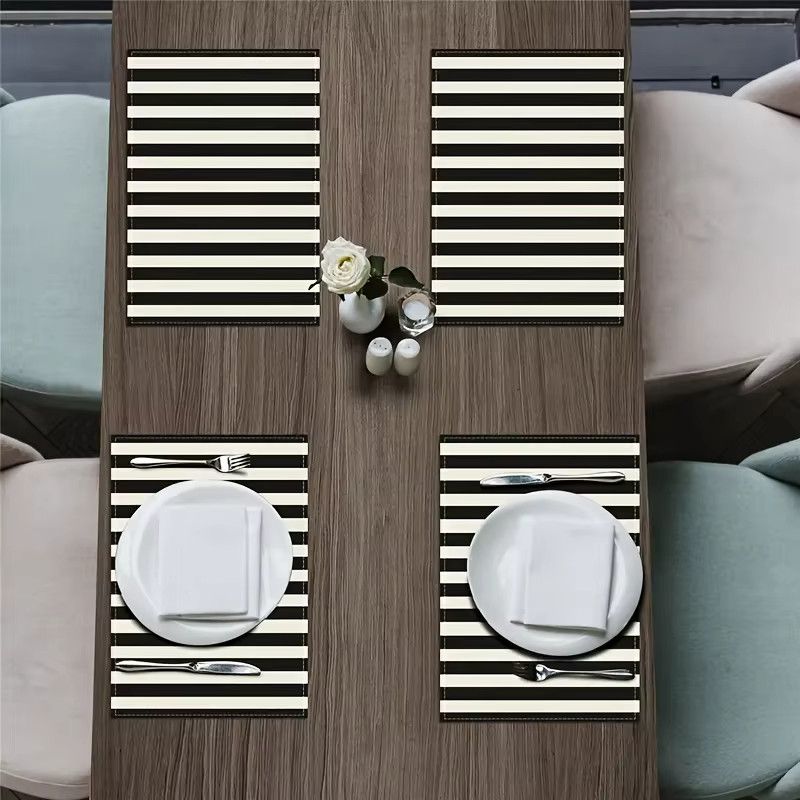 VIKAMA Tischsets aus Leinen im skandinavischen Design, wasserdicht, schwarz und weiß - Bild 2