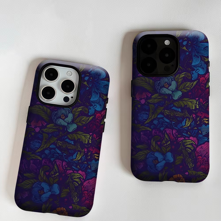 Aurea Case Matte Bumper MagSafe kompatible iPhone Hülle mit dunkler Blumen-Gravur in Multicolour - Bild 6