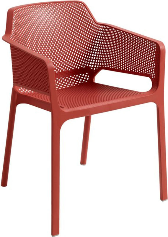 Nardi Net Armlehnstuhl Set aus 4 Stück in Marsala, stapelbarer Gartenstuhl mit modernem Lochmuster aus Polypropylen, B/T/H: 60,5 x 58,5 x 80 cm - Bild 5