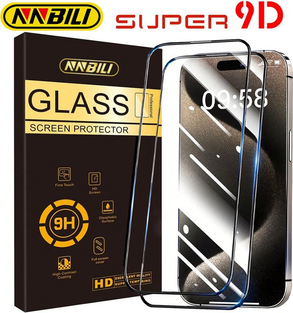 NNBILI Displayschutz aus gehärtetem Glas für iPhone 17 Serie, 2.5D High-Definition 9H Schutzglas, transparent - Bild 1