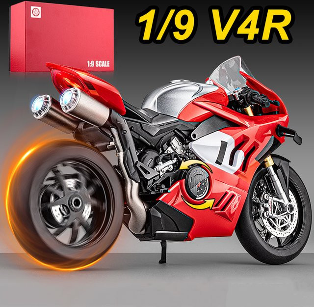 MAKEDA 1:9 V4R 1299 Motorrad Diecast, Metall, Vorderrad Lenkung, Stoßdämpfung Funktion - Bild 1