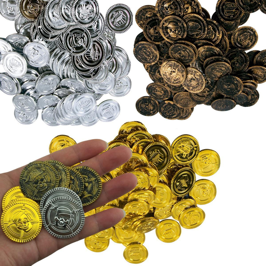 Fashnics Piraten-Schatztruhen Gold-Silber-Kupfermünzen Edelsteine Set - Bild 1