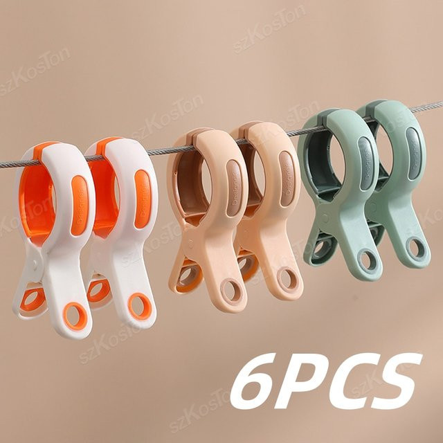 Ouliluye Strandtuch-Clips aus Kunststoff in Pink, winddichte Wäscheklammern für Handtücher und Decken, 6 Stück - Bild 1
