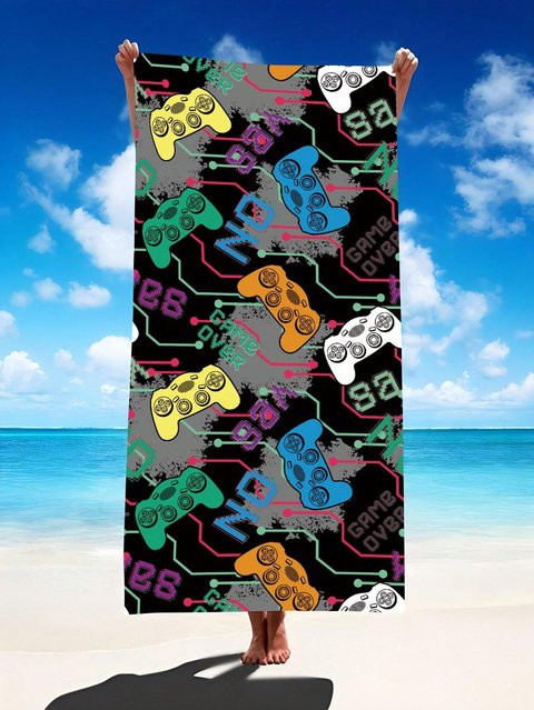 Gamer Strandtuch mit Video-Spiel-Controller Tie-Dye Druck von JMG Household Supplies, schnelltrocknend und super weich, Mehrfarbig, B/T: 70 x 140 cm - Bild 1