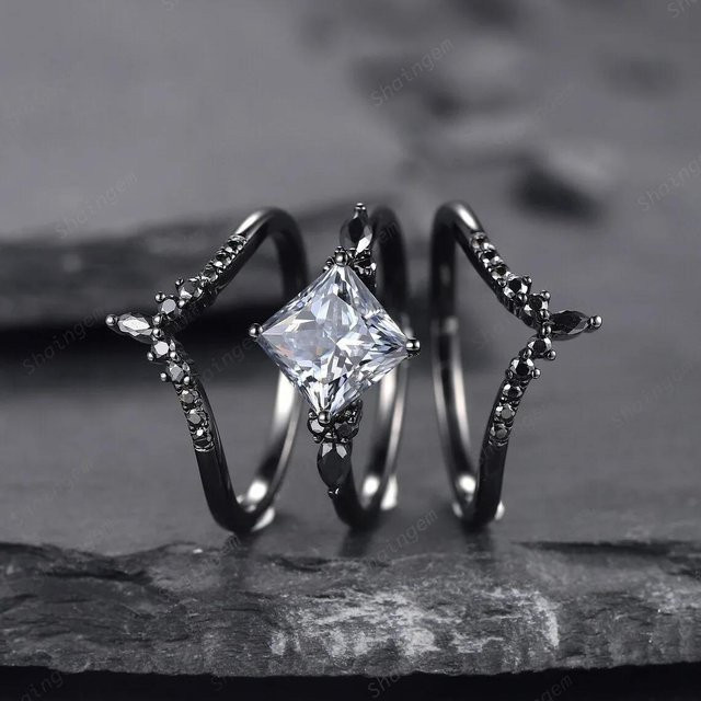 YIRAN Ring, Kupfer, Schwarz, Zirkonia, Damen - Bild 1