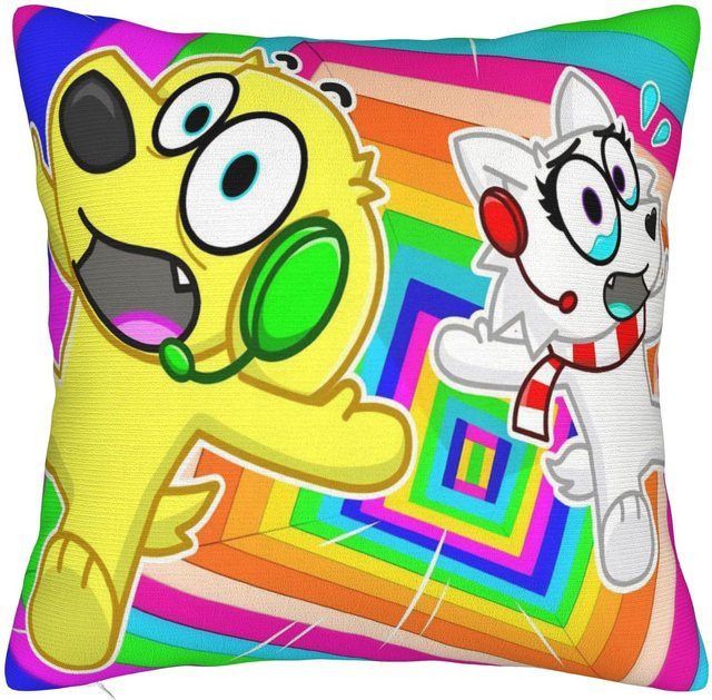 Tylers And Snowi Gaming Quadratische Kissenbezüge mit niedlichem Cartoon-Design, Dekorative Kissenhülle für dein Sofa, B/B: 45 x 45 cm - Bild 1
