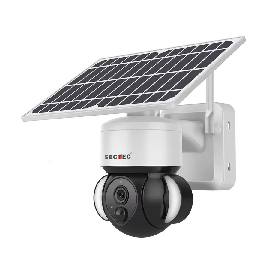 SECTEC Tuya WLAN-Überwachungskamera für Außenbereich mit Solarpanel und Akku, 3MP PTZ-Kamera mit PIR-Erkennung und Farbnachtsicht, IP66, Weiß - Bild 6