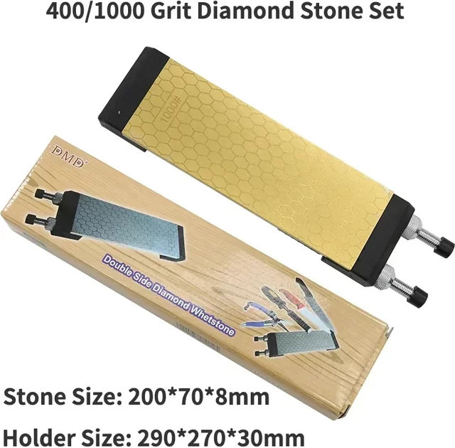 DMD Titan-Diamant-Schleifstein Doppelseitig Gold mit Körnung 400 und 1000 inkl. Halterung B/H/T: 200 x 70 x 8 mm - Bild 1