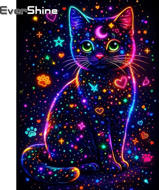 Evershine Diamantmalerei Katze mit Liebesherz DIY-Set als quadratisches Mosaik-Bild in Multicolour, B/H: 30 x 20 cm - Bild 1