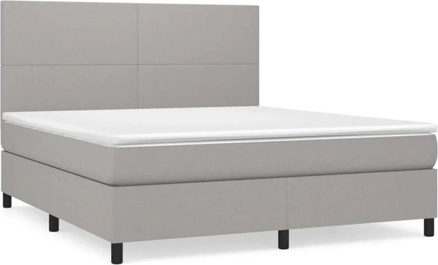 vidaXL Boxspringbett mit Matratze und Taschenfederkern in Hellgrau, B/T: 160 x 200 cm - Bild 1