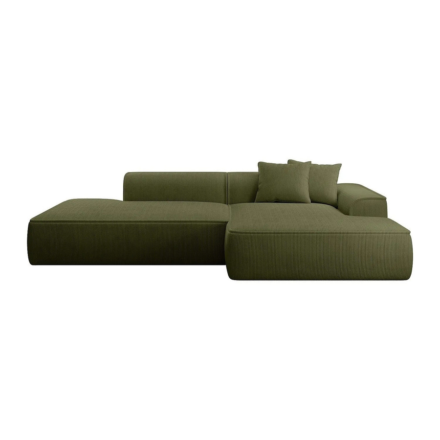 Erynel Ecksofa in Khaki ohne Schlaffunktion mit Cord-Bezug, Breite: 305 cm - Bild 2