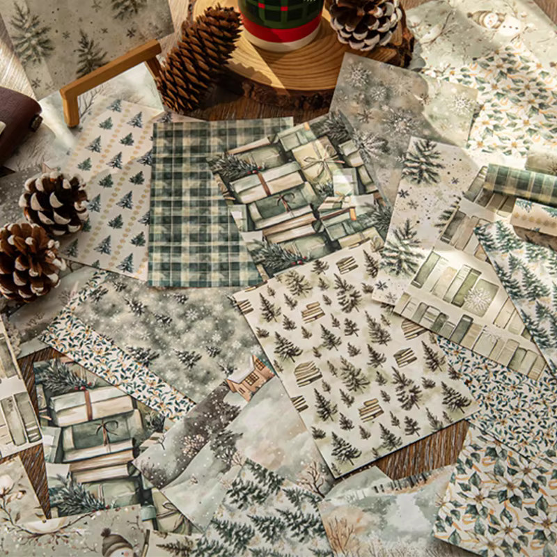 Mr. Paper Kraftpapier Bastelpapier Wanderlust Series Herbst-Winter 3er-Pack für Scrapbooking und Collage in Braun und Multicolour - Bild 2