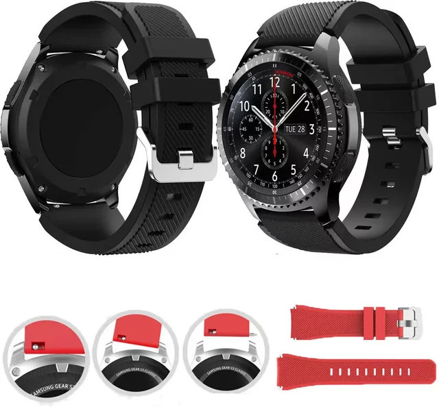 MULILAI Uhrenarmband Sport, Silikon, Schwarz, 22 mm - Bild 1