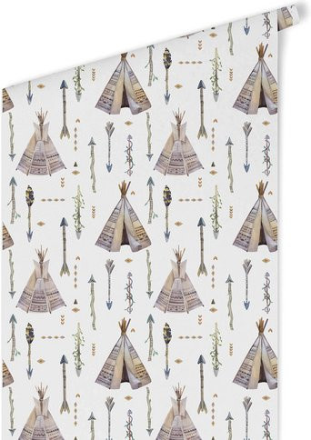 K&L Wall Art Vliestapete Kinder Tipi Zelt Indianer, mehrfarbig, matt - Bild 1