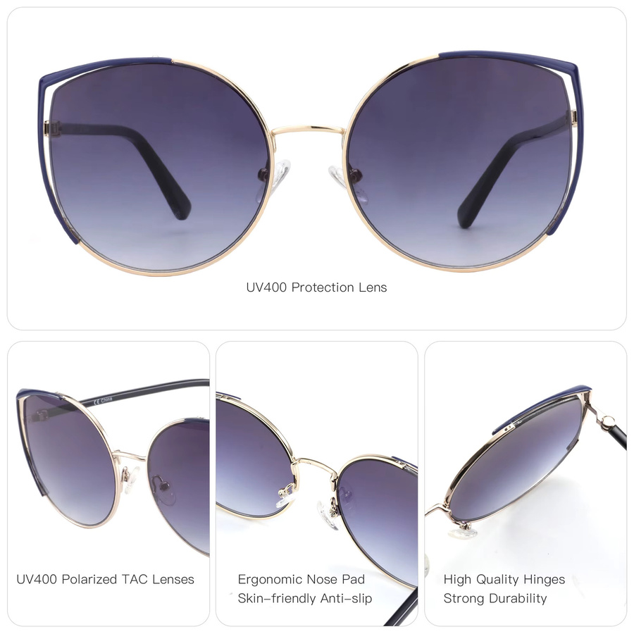 BLUEMOKY Cat-Eye Sonnenbrille, Metall, Vollrand, Damen, polarisiert - Bild 3