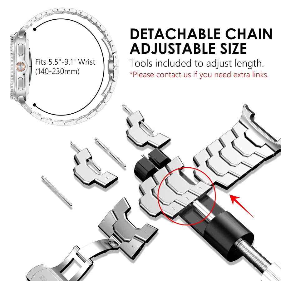 CAOWTAN Uhrenarmband Edelstahl, Silber, Samsung Galaxy Watch 8 - Bild 3