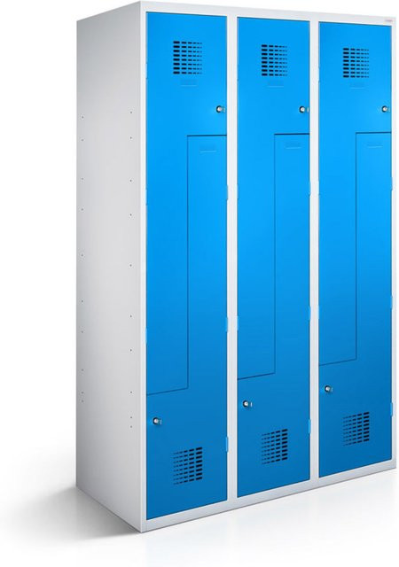 rotstahl Z-Spind mit 6 Türen in Blau und lichtgrauem Korpus, B/T/H: 90 x 50 x 180 cm - Bild 1