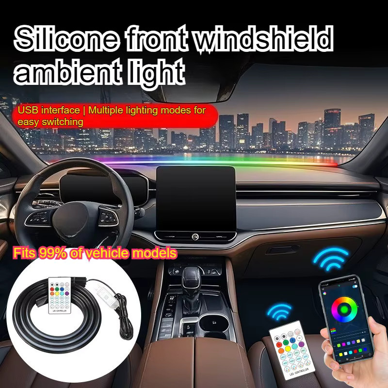 RGB LED Auto-Atmosphärenlicht mit Fernbedienung und App-Steuerung, USB Plug-and-Play Innenraumbeleuchtung für dein Auto, Schwarz, Länge: 1,5 m - Bild 2