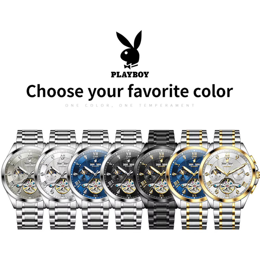 PLAYBOY Armbanduhr Automatik, Edelstahl, Mondphase, Herren - Bild 5